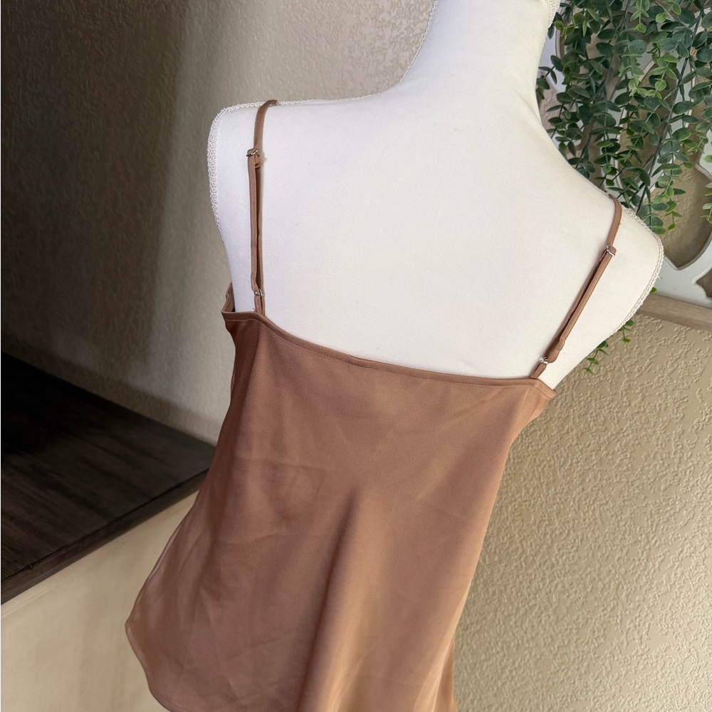 Express Tan Satin Spaghetti Strap Top - Picture 2 of 3